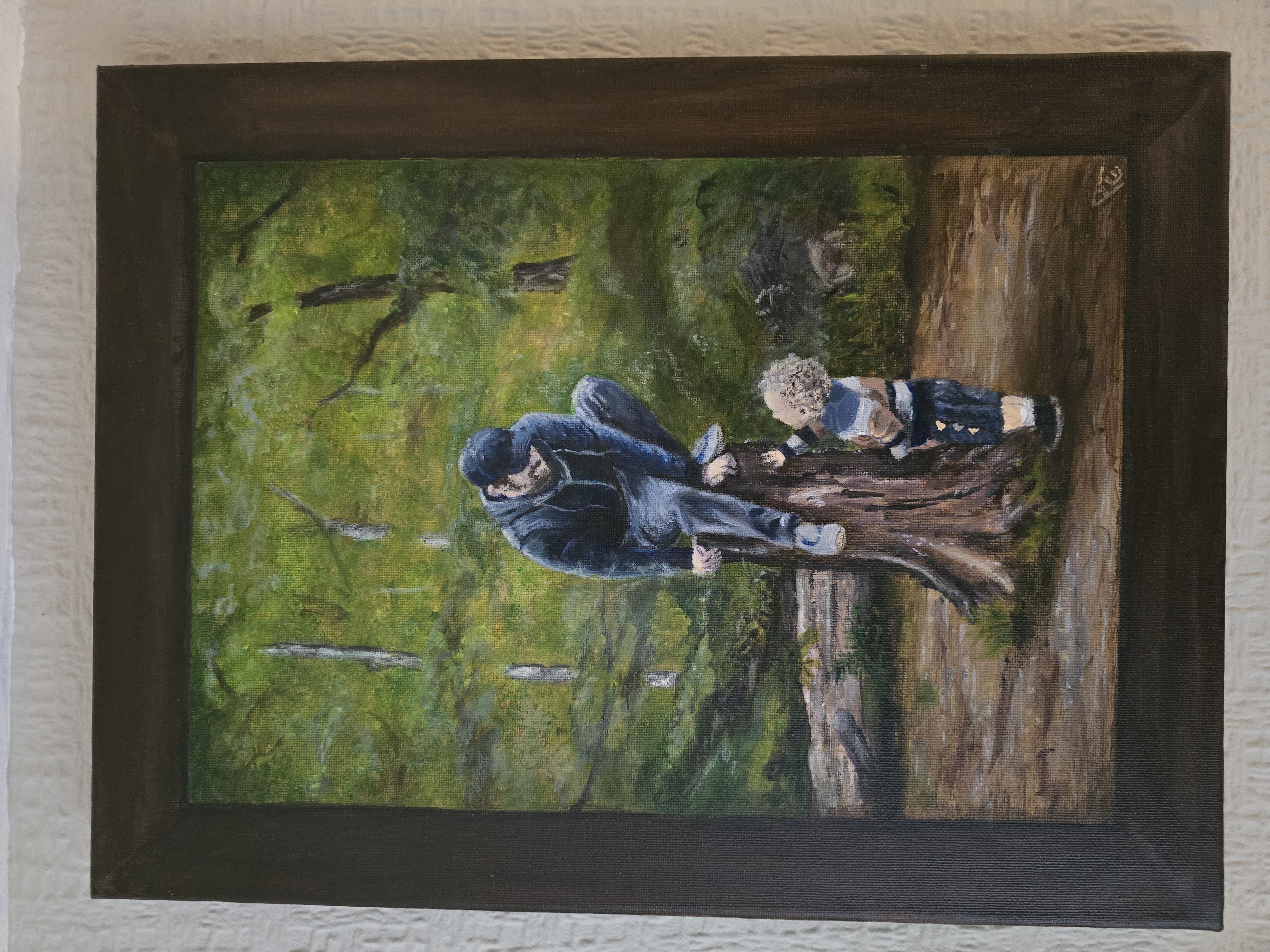 The Climb - A tender moment unfolds in a woodland setting as an uncle and nephew share an adventure — climbing,... The Climb - Acrylic on Canvas | Various